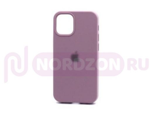 Чехол iPhone 12 mini, Silicone case Soft Touch, розовый, снизу закрыт, лого, 062
