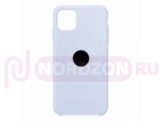 Чехол iPhone 12 mini, Silicone case Soft Touch, серо голубой, снизу закрыт, лого