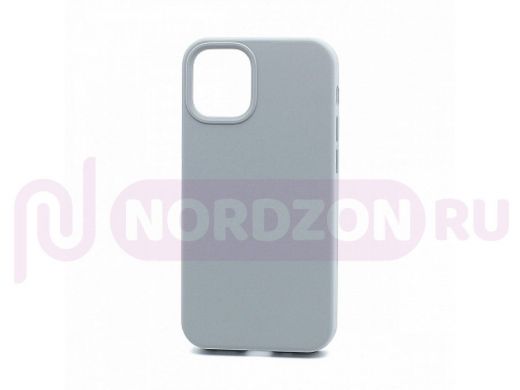 Чехол iPhone 12 mini, Silicone case Soft Touch, серый светлый, снизу закрыт, 026