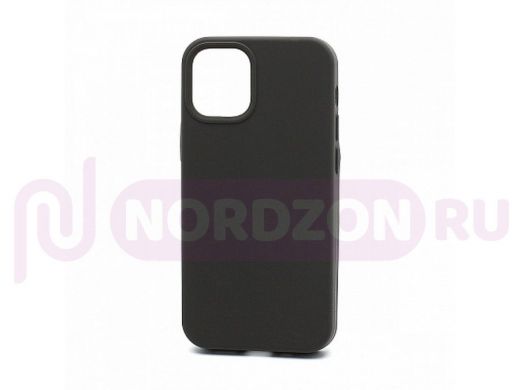 Чехол iPhone 12 mini, Silicone case Soft Touch, серый тёмный, снизу закрыт, 022
