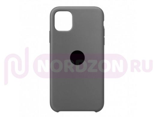 Чехол iPhone 12 mini, Silicone case Soft Touch, серый, снизу закрыт, лого