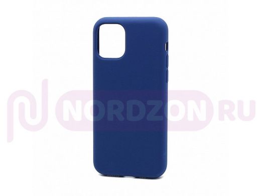 Чехол iPhone 12 mini, Silicone case Soft Touch, синий, снизу закрыт, 020