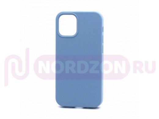 Чехол iPhone 12 mini, Silicone case Soft Touch, синий, снизу закрыт, 024