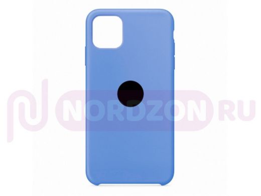 Чехол iPhone 12 mini, Silicone case Soft Touch, синий, снизу закрыт, лого