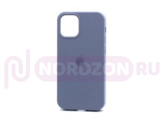 Чехол iPhone 12 mini, Silicone case Soft Touch, синий, снизу закрыт, лого, 046