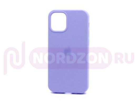 Чехол iPhone 12 mini, Silicone case Soft Touch, сиреневый, снизу закрыт, лого, 041