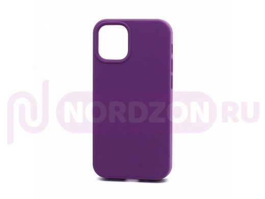 Чехол iPhone 12 mini, Silicone case Soft Touch, фиолетовый, снизу закрыт, 030