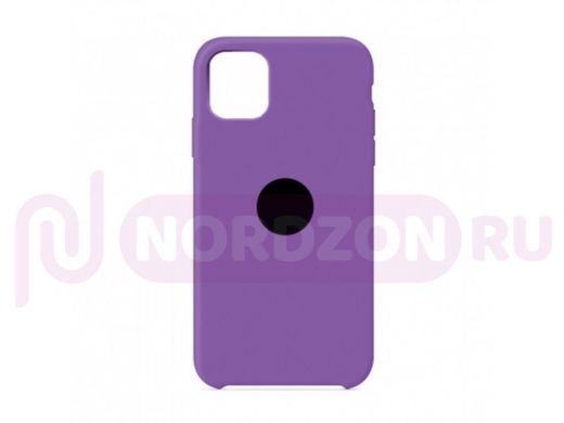Чехол iPhone 12 mini, Silicone case Soft Touch, фиолетовый, снизу закрыт, лого