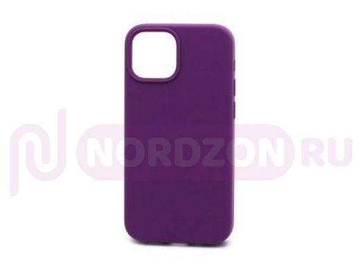 Чехол iPhone 12 mini, Silicone case Soft Touch, фиолетовый, снизу закрыт, лого, 030