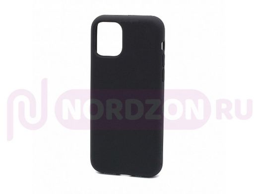Чехол iPhone 12 mini, Silicone case Soft Touch, чёрный, снизу закрыт, 018