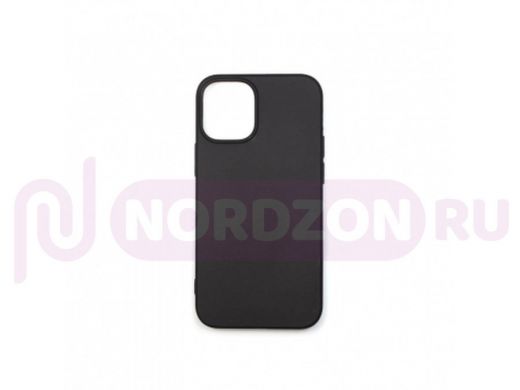 Чехол iPhone 12 mini, силикон, матовый, чёрный