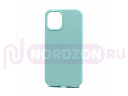 Чехол iPhone 12 Pro Max, Silicone case Soft Touch, голубой светлый, снизу закрыт, 048