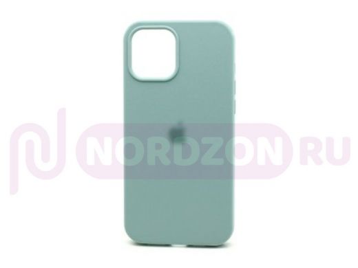 Чехол iPhone 12 Pro Max, Silicone case Soft Touch, зелёный, снизу закрыт, лого, 017