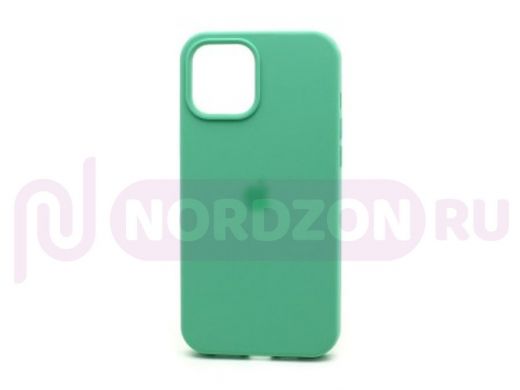 Чехол iPhone 12 Pro Max, Silicone case Soft Touch, зелёный, снизу закрыт, лого, 050