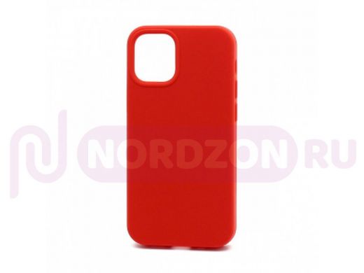 Чехол iPhone 12 Pro Max, Silicone case Soft Touch, красный, лого, 014
