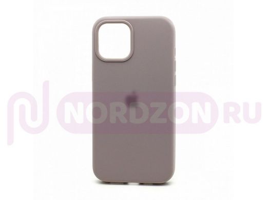 Чехол iPhone 12 Pro Max, Silicone case Soft Touch, лиловый, снизу закрыт, лого, 007