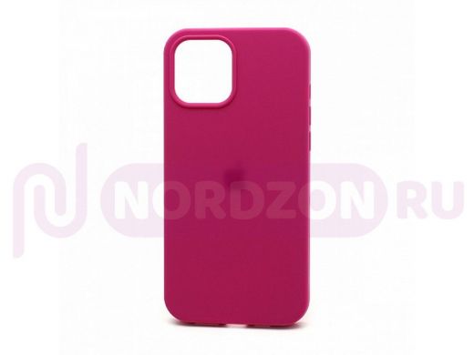 Чехол iPhone 12 Pro Max, Silicone case Soft Touch, розовый тёмный, снизу закрыт, лого, 054