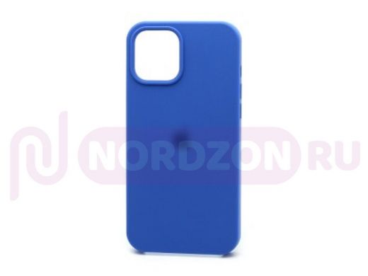 Чехол iPhone 12 Pro Max, Silicone case Soft Touch, синий, снизу закрыт, лого, 003