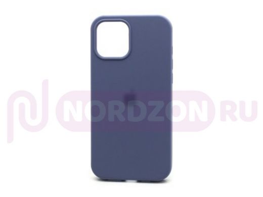 Чехол iPhone 12 Pro Max, Silicone case Soft Touch, синий, снизу закрыт, лого, 046