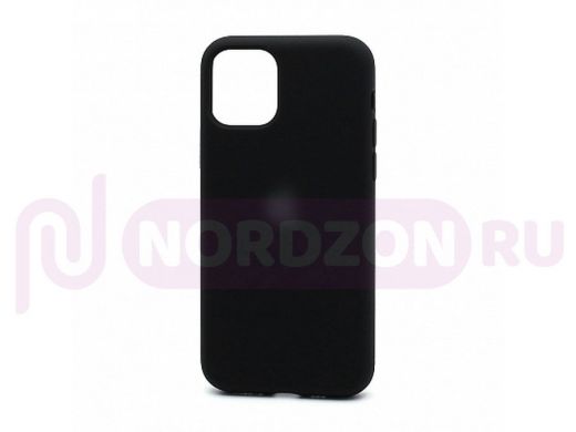 Чехол iPhone 12 Pro Max, Silicone case Soft Touch, чёрный, лого, 018