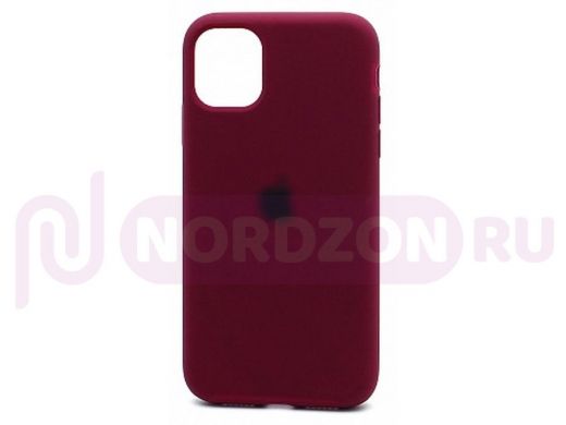Чехол iPhone 7 Plus /8 Plus, Silicone case Soft Touch, бордо, снизу закрыт, лого, 052
