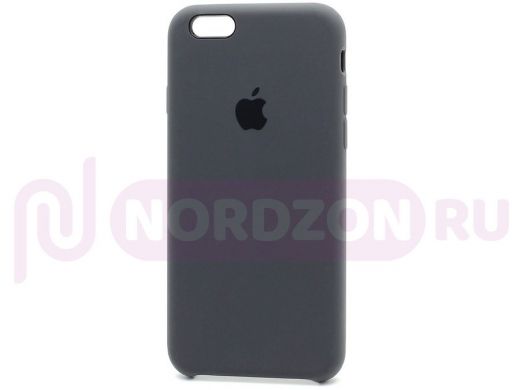 Чехол iPhone 7 Plus /8 Plus, Silicone case Soft Touch, графит, снизу закрыт, лого, 015