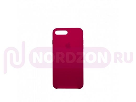 Чехол iPhone 7 Plus /8 Plus, Silicone case Soft Touch, малиновый, лого