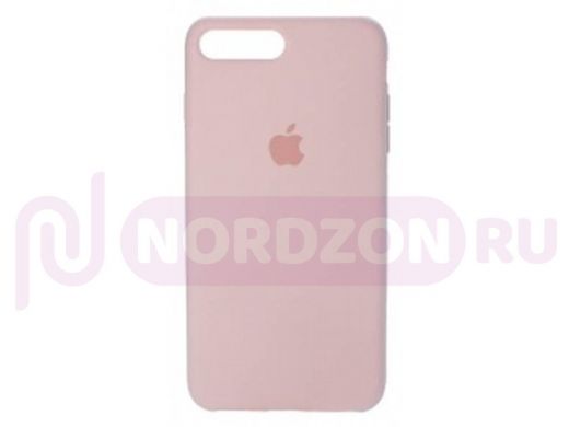 Чехол iPhone 7 Plus /8 Plus, Silicone case Soft Touch, пудровый, лого, 019
