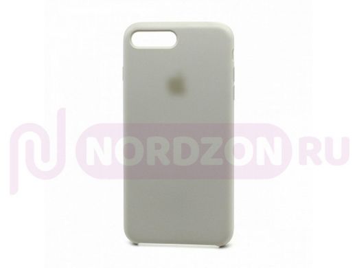 Чехол iPhone 7 Plus /8 Plus, Silicone case Soft Touch, серый светлый, лого, 010