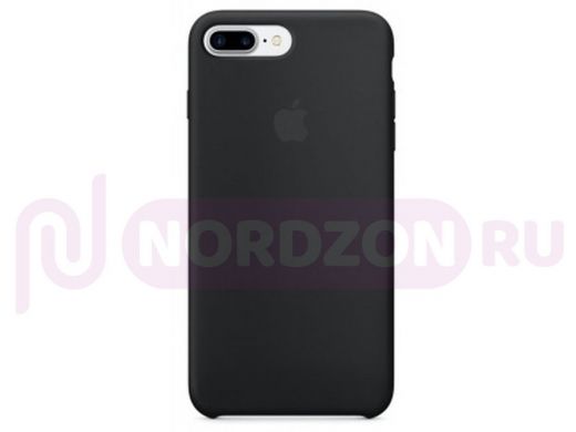 Чехол iPhone 7 Plus /8 Plus, Silicone case Soft Touch, чёрный, лого, 018