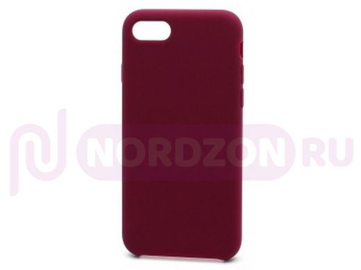 Чехол iPhone 7/8, Silicone case Soft Touch, бордо, лого, 052