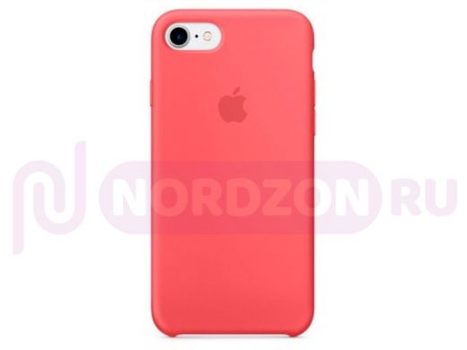 Чехол iPhone 7/8, Silicone case Soft Touch, малиновый, лого, 025