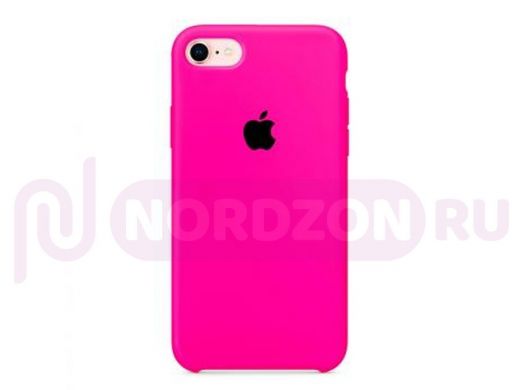 Чехол iPhone 7/8, Silicone case Soft Touch, розовый кислотный лого