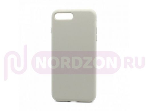 Чехол iPhone 7/8, Silicone case Soft Touch, серый светлый, лого, 010
