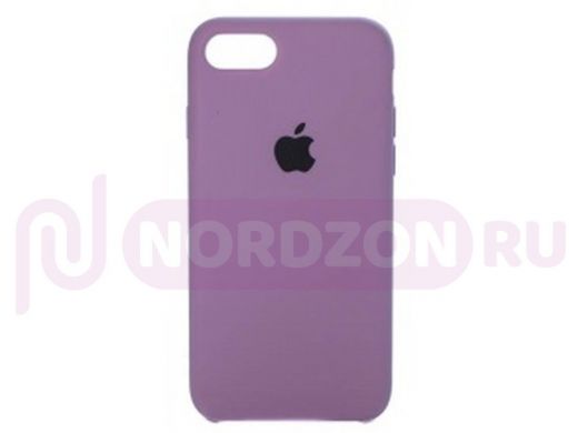 Чехол iPhone 7/8, Silicone case Soft Touch, сиреневый бледный, лого