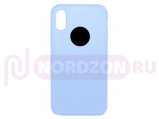 Чехол iPhone X/XS, Silicone case Soft Touch, лавандовый, лого