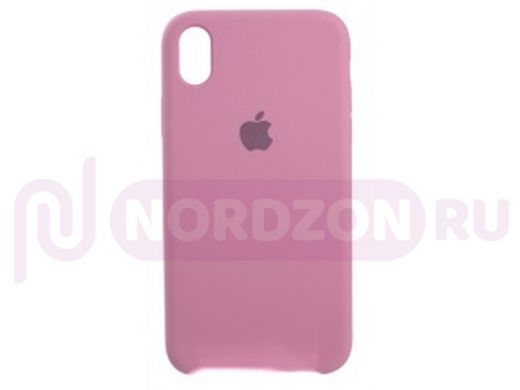 Чехол iPhone X/XS, Silicone case Soft Touch, розовый бледный, лого