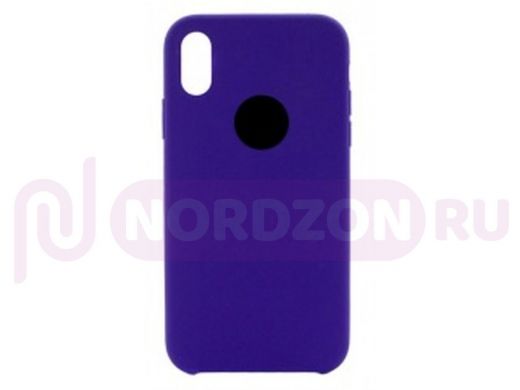 Чехол iPhone X/XS, Silicone case Soft Touch, сине-фиолетовый, лого