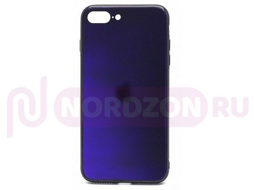 Чехол iPhone X/XS, силикон матовый, со стеклянной вставкой, с лого, фиолетовый