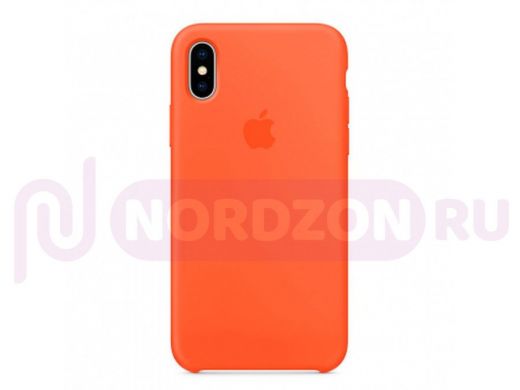 Чехол iPhone XS Max, Silicone case Soft Touch, оранжевый, лого, 002