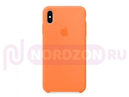 Чехол iPhone XS Max, Silicone case Soft Touch, оранжевый, лого, 002