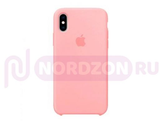 Чехол iPhone XS Max, Silicone case Soft Touch, розовый нежный, лого, 066