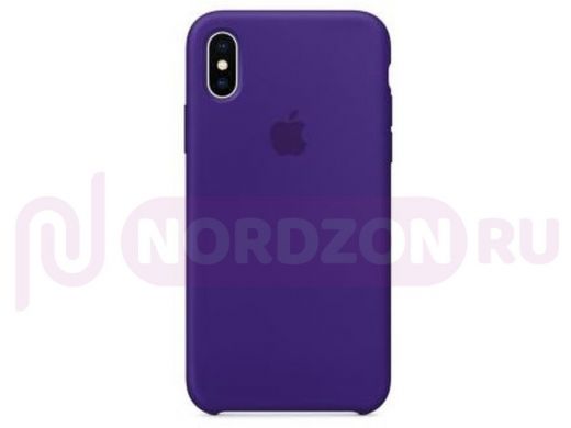 Чехол iPhone XS Max, Silicone case Soft Touch, фиолетовый, лого