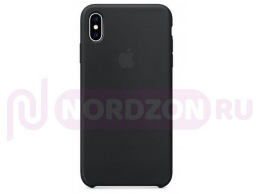 Чехол iPhone XS Max, Silicone case Soft Touch, чёрный, с лого
