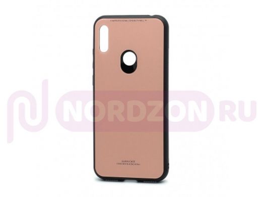 Чехол Honor 8A /Huawei Y6 (2019), силикон, стеклянная вставка, розовый