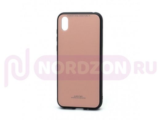 Чехол Honor 8S /Huawei Y5 (2019), силикон, стеклянная вставка, розовый