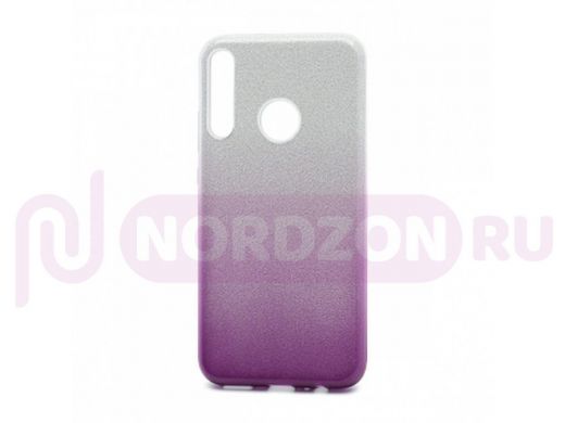 Чехол Honor 9C /Huawei P40 Lite E, Fashion, силикон блестящий, серебро с фиолетовым