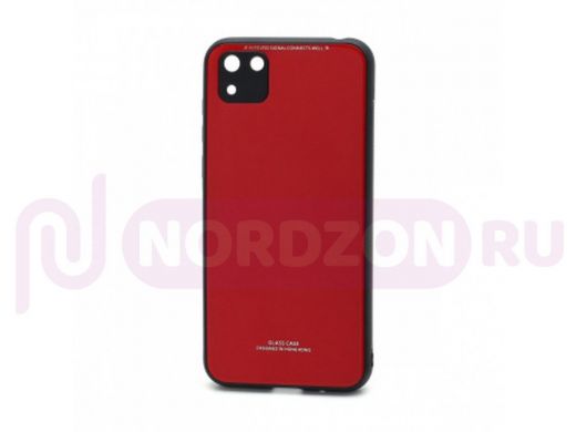 Чехол Honor 9S /Huawei Y5p, силикон, стеклянная вставка, красный
