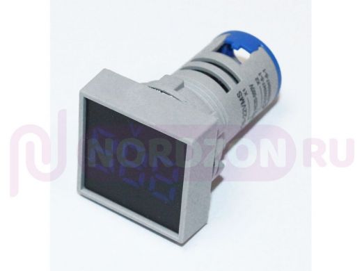 Вольтметр LED AC/50Hz (20-500VAC) DMS-144 синий (дисплей 30х30, корпус 22мм) 110505