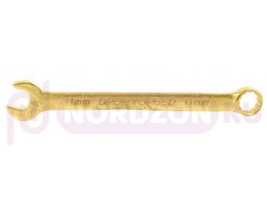 Ключ комбинированный, 11 мм, желтый цинк// Сибртех